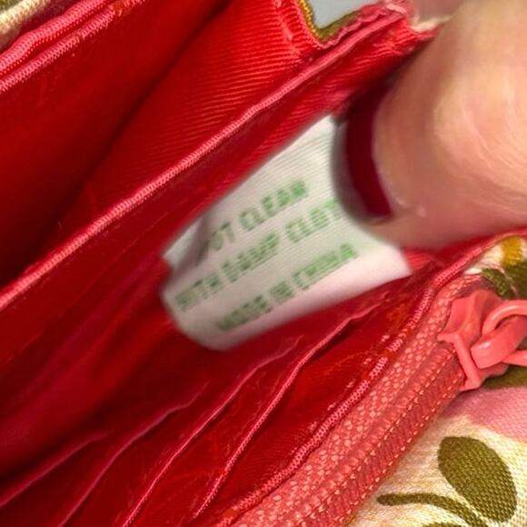 Vera Bradley Folkloric Travel Wallet Organizer Pink Green Floral Retired 2011 - Picture 7 of 11